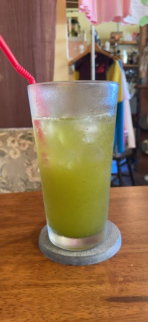 Iced green tea—super refreshing at Rotton 六屯 in Chatan