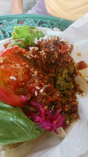 Spicy falafel (after a few bites) at Rotton 六屯 in Chatan