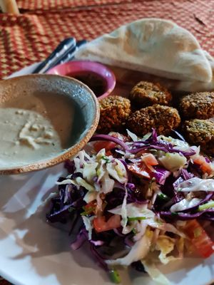 Falafels are great value for 150 baht and really tasty, 100% vegan. at Green Gallery in Koh Phangan