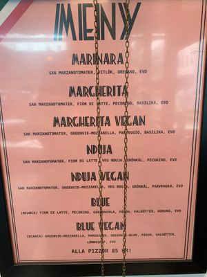 Menu, April 2021 at La Piccola Nonna Pizza in Stockholm