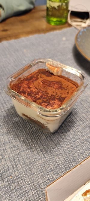 Their vegan tiramisu is so creamy and sweet, absolutely delishious! at La Piccola Nonna Pizza in Stockholm