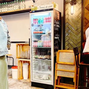 Beverages fridge at Miznon in Central Singapore