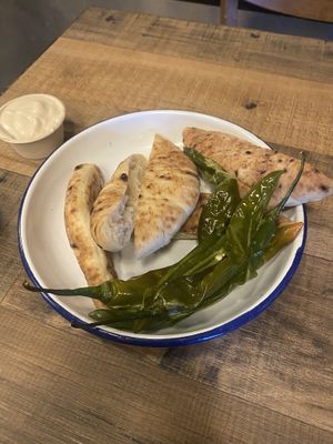 Free pita bread and dip  at Miznon in Central Singapore