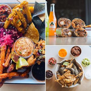 Vegan platter and burritos from Torito Taco at Kommune - Food Court in Sheffield