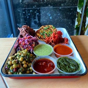 The bhaji box from Chaat Cart at Kommune - Food Court in Sheffield