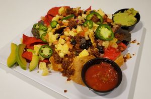 vegan breakfast nachos w/ quinoa taco crumble at Twisted Citrus in North Canton