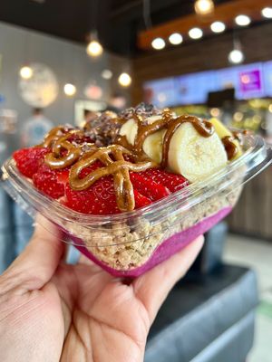 BYOB (Build your own bowl) with pitaya base at Frutta Bowls. Yum!   at Frutta Bowls in Miamisburg