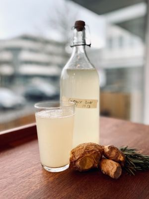 Newest addition to our probiotic specialty list, in house made ginger beer ✨ at Chickpea  in Reykjavik