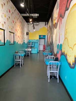 Interior- seating at Peeboo + Beanie Gourmet Ice Cream in North Royalton