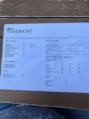 Here is the Menu at Chaumont Vegan in Beverly Hills