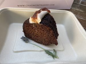Chai chocolate cake  at Chaumont Vegan in Beverly Hills
