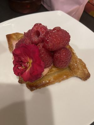 Raspberry tart. So delicious!  at Chaumont Vegan in Beverly Hills