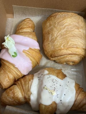 Strawberry, pain au chocolat, and earl grey croissants   at Chaumont Vegan in Beverly Hills