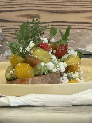 Surreptitious photo taken of neighboring order of avocado toast  at Chaumont Vegan in Beverly Hills
