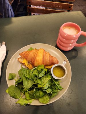 Croissant with scrambled egg and cheese at Chaumont Vegan in Beverly Hills