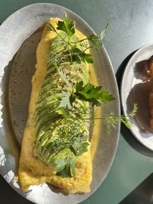 Vegan omelette   at Chaumont Vegan in Beverly Hills