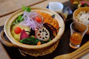 春の薬膳　豆乳トマトうどん Spring 2021 limited menu - Soy Milk Tomato Udon Lunch Set. at LIFE CREATION SPACE OVE in Tokyo