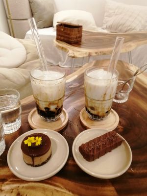 eating deserts in the upstairs loft at Rawberry in Ho Chi Minh City