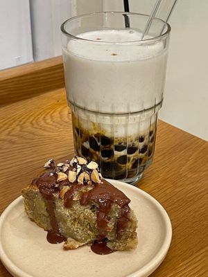 Boba Tea + banana bread  at Rawberry in Ho Chi Minh City