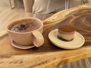 Tiramisu and hot cocoa   at Rawberry in Ho Chi Minh City