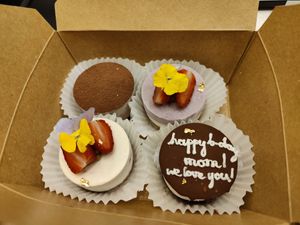 1. Tiramisu
2. Salted caramel
3. Lemon Raspberry
4. Strawberry swirl cheesecake mini cakes at Rawberry in Ho Chi Minh City