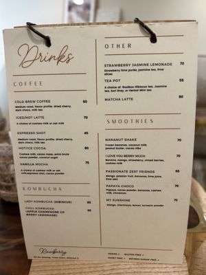 Menu  at Rawberry in Ho Chi Minh City