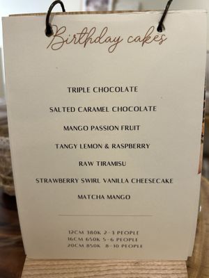 Menu  at Rawberry in Ho Chi Minh City