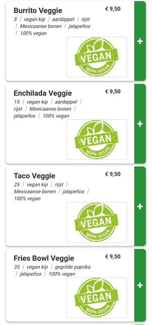 Vegan options 2 at Tikal Food in Kerkrade