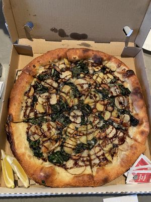 Spuddy Buddy vegan pizza  at Hoza Pizzeria in Oakland