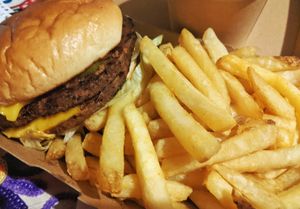 Big Vegan and fries at FEAST by L&B in Folkestone