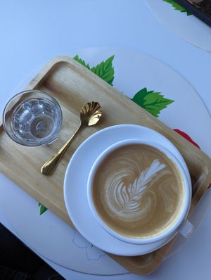 Oat milk latte at Rising Star Coffee Roasters in Shaker Heights