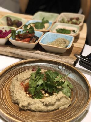 Babaganoush and Meze plate at Israel Grill in Krasnodar