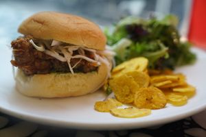 Vegan Mushroom Sandwich at Lakou Cafe in Brooklyn