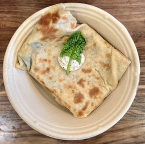 Curry chickpea crepe  at Lakou Cafe in Brooklyn