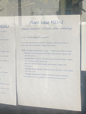 Vegan Menu!  at Aloha Ice Cream in South Lake Tahoe