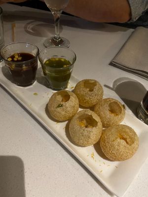 Pani puri  at Zaaffran in Sydney