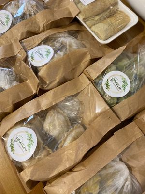 Products from Tulasi, which I ordered (specially modificated on vegan way) at Tulasi in Krasnodar