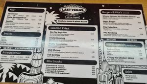 Menu at Last Vegas in Utrecht