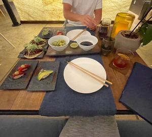 nigiri, tacos, and edamame  at Nido  in San Jose Del Cabo