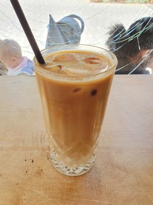 Iced oat latte at Archie's in North London