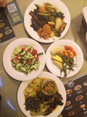 Every meal is served with free water, salad and bread to the table.  at Sahil Lokantaları in Fethiye
