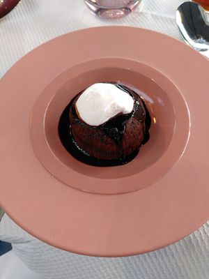 Chocolate fondant at 123V Browns in London