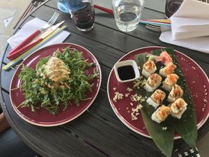 avostar and sushi   at 123V Browns in London