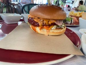 Different angle of KFC burger  at 123V Browns in London