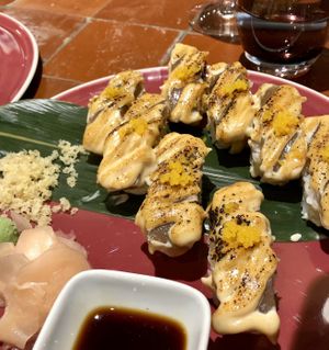 Scorched sushi  at 123V Browns in London