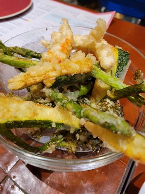 V prawn tempura at 123V Browns in London