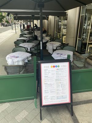 Outdoor seating area  at 123V Browns in London