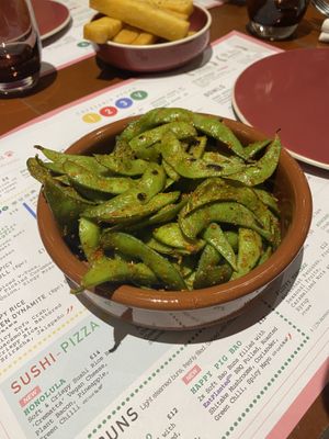 Spicy Edamame  at 123V Browns in London