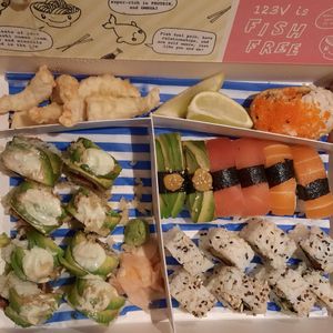 Take away sushi at 123V Browns in London