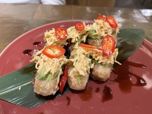 Crispy rice green dynamite #Veganuary at 123V Browns in London